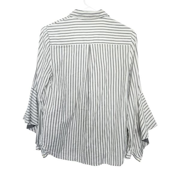 Kobi Halperin Striped‎ Button Down Blouse Bell Sleeves XS Office Casual Career - Picture 2 of 8